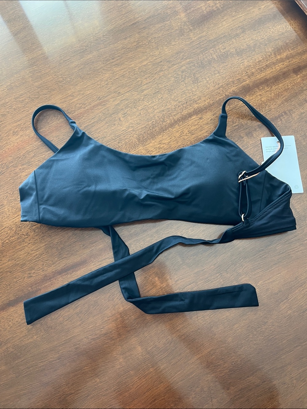 Black Women's Bikini Top with Tie Back